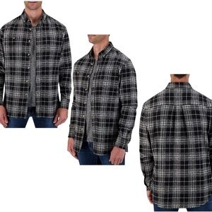 Report Collection Plaid Button-Front Shacket black gray Sz S